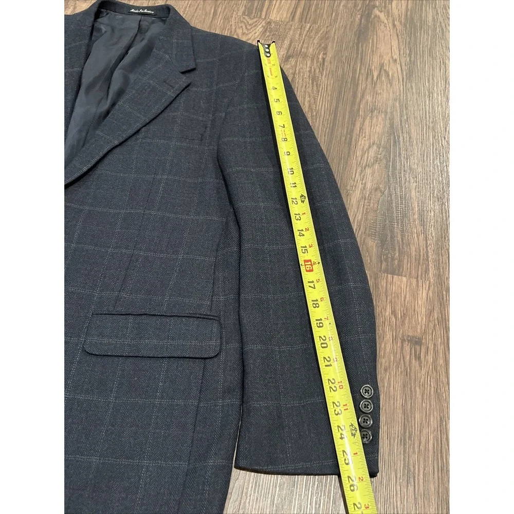 RALPH LAUREN Mens Blazer Sport Coat Two Button Jacket 46L Tartan Plaid Green